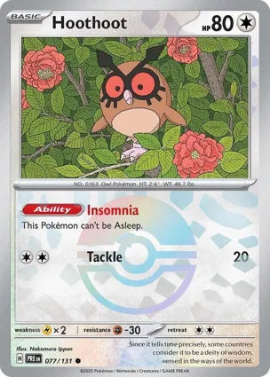 Pokemon Singles - Prismatic Evolutions - Hoothoot 77/131 - Poke Ball