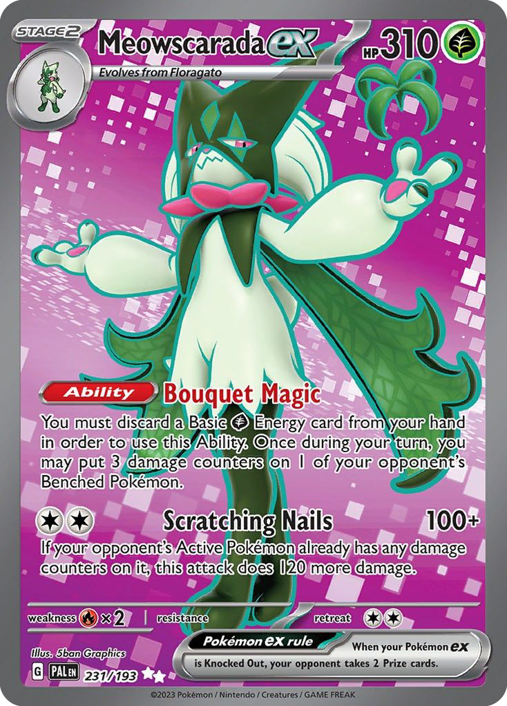 Pokemon Singles - Paldea Evolved - Meowscarada ex 231/193