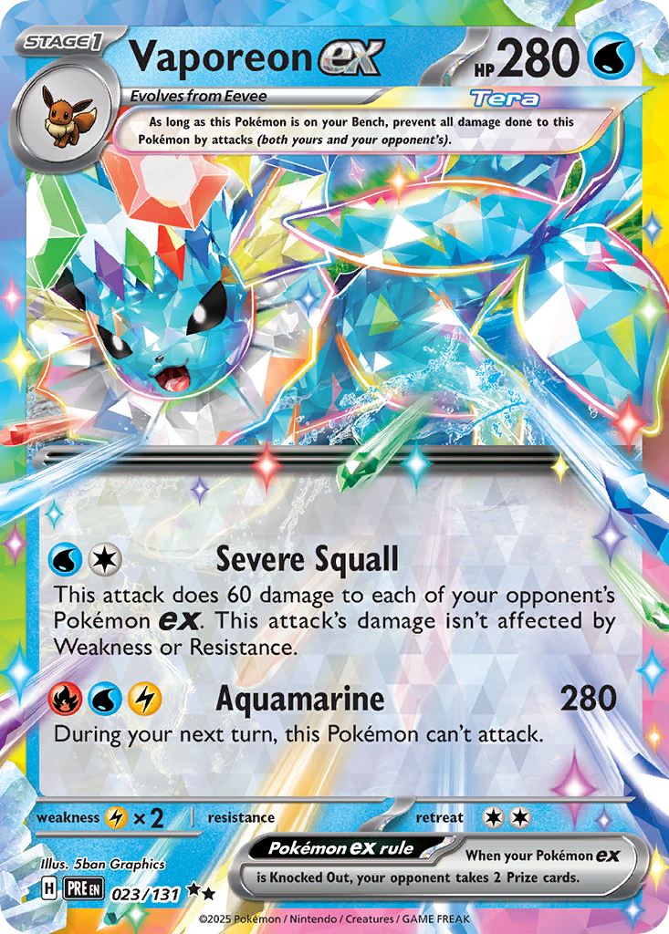Pokemon Singles - Prismatic Evolutions - Vaporeon ex 023/131