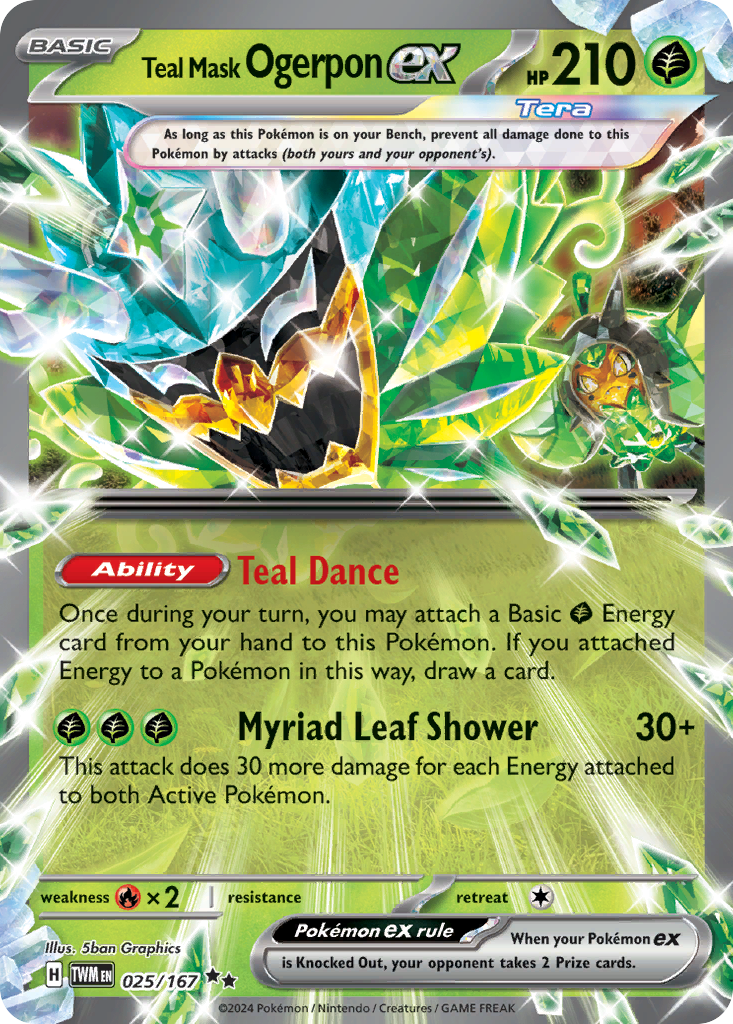 Pokemon Singles - Twilight Masquerade - Teal Mask Ogerpon ex 025/167