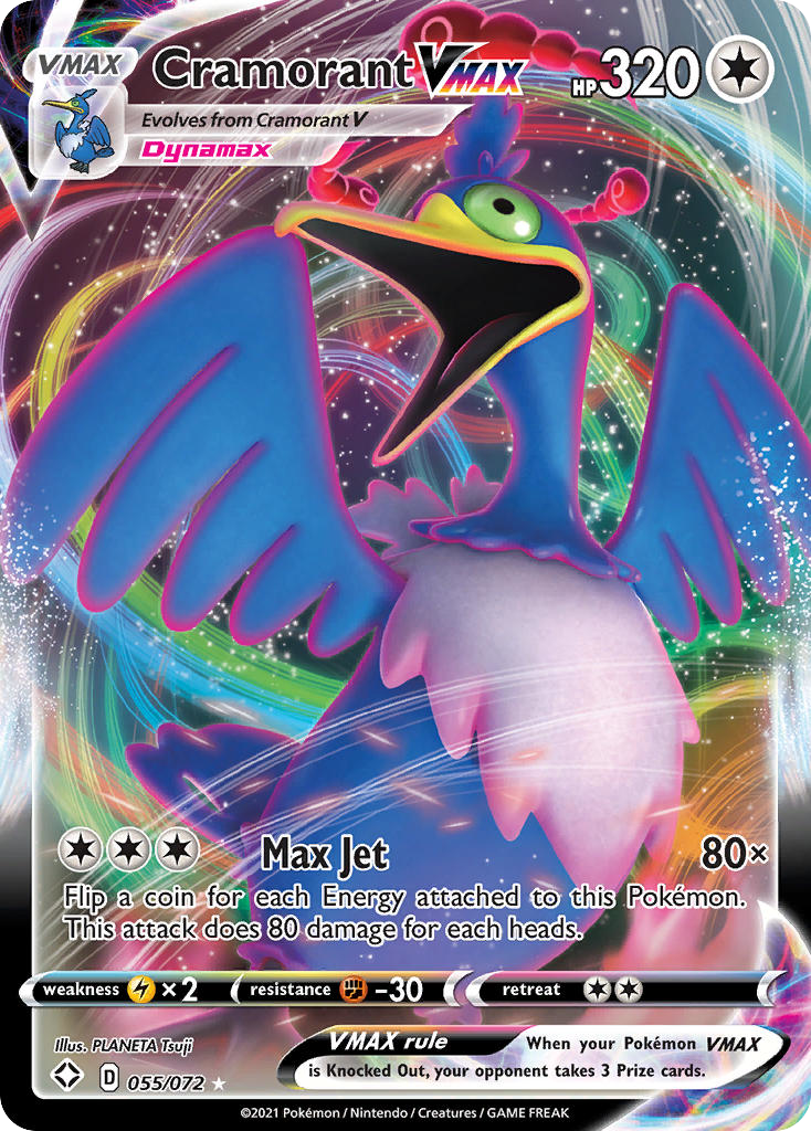 Pokemon Singles - Shining Fates - Cramorant VMAX 55/72