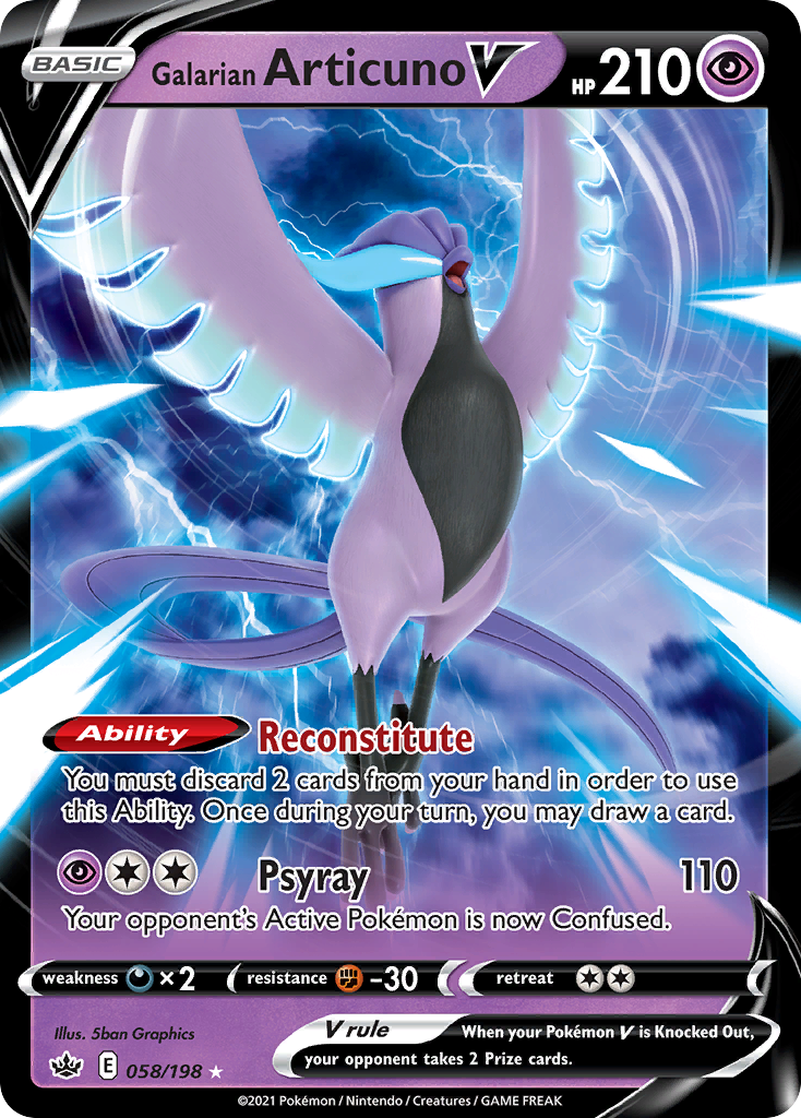 Pokemon Singles - Chilling Reign - Galarian Articuno V 58/198