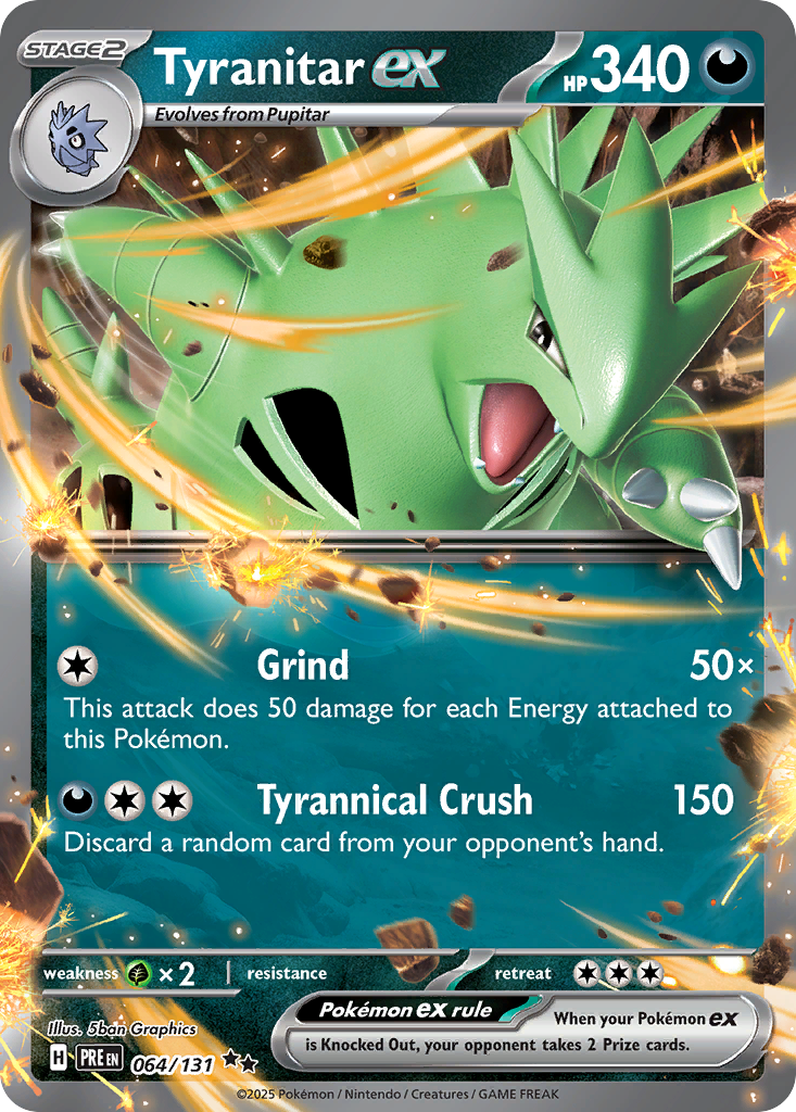 Pokemon Singles - Prismatic Evolutions - Tyranitar ex 064/131