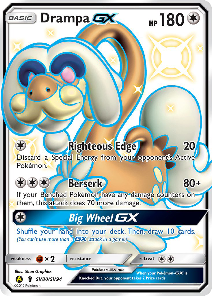 Pokemon Singles - Hidden Fates Shiny Vault - Drampa-GX SV80/94