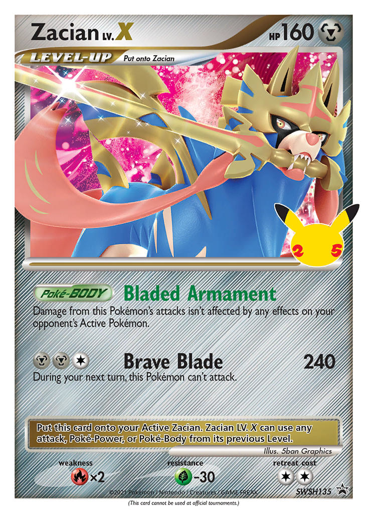 Pokemon Singles - SWSH Black Star Promos - Zacian LV.X SWSH135