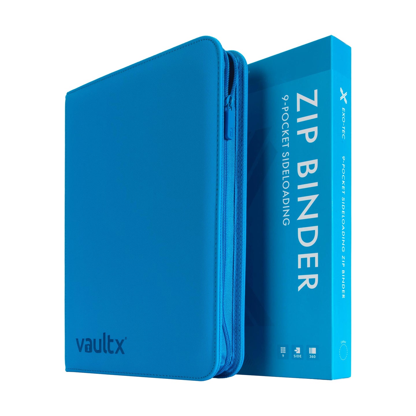 Vault X - 9-Pocket Exo-Tec® - Zip Binder - NEON BLUE