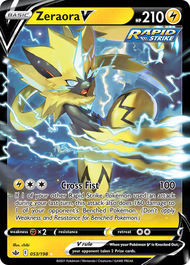 Pokemon Singles - Chilling Reign - Zeraora V 053/198