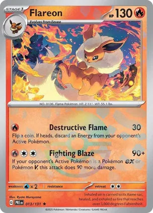 Pokemon Singles - Prismatic Evolutions - Flareon 13/131 - poke ball