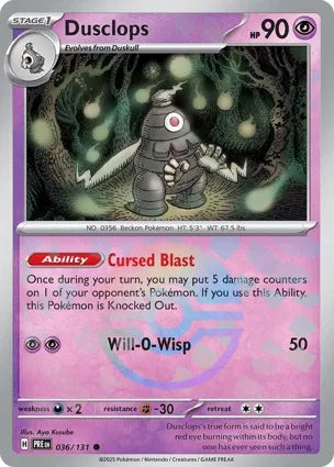 Pokemon Singles - Prismatic Evolutions - Dusclops 036/131  - Poke ball