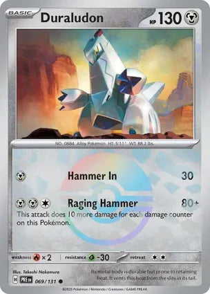 Pokemon Singles - Prismatic Evolutions - Duraludon 069/131 Poke Ball
