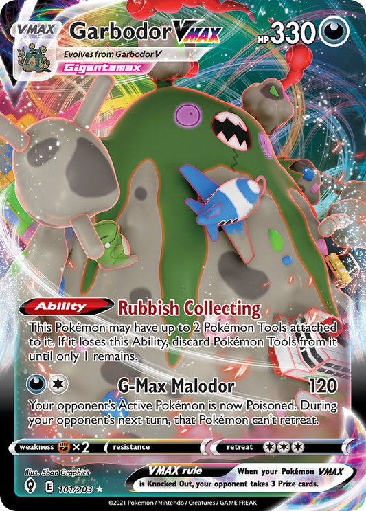 Pokemon Singles - Evolving Skies - Garbodor VMAX 101/203