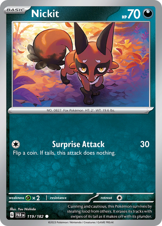 Pokemon Singles - Paradox Rift - Nickit 119/182 (Reverse Holo)