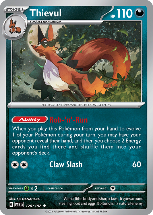 Pokemon Singles - Paradox Rift - Thievul 120/182 (Reverse Holo)