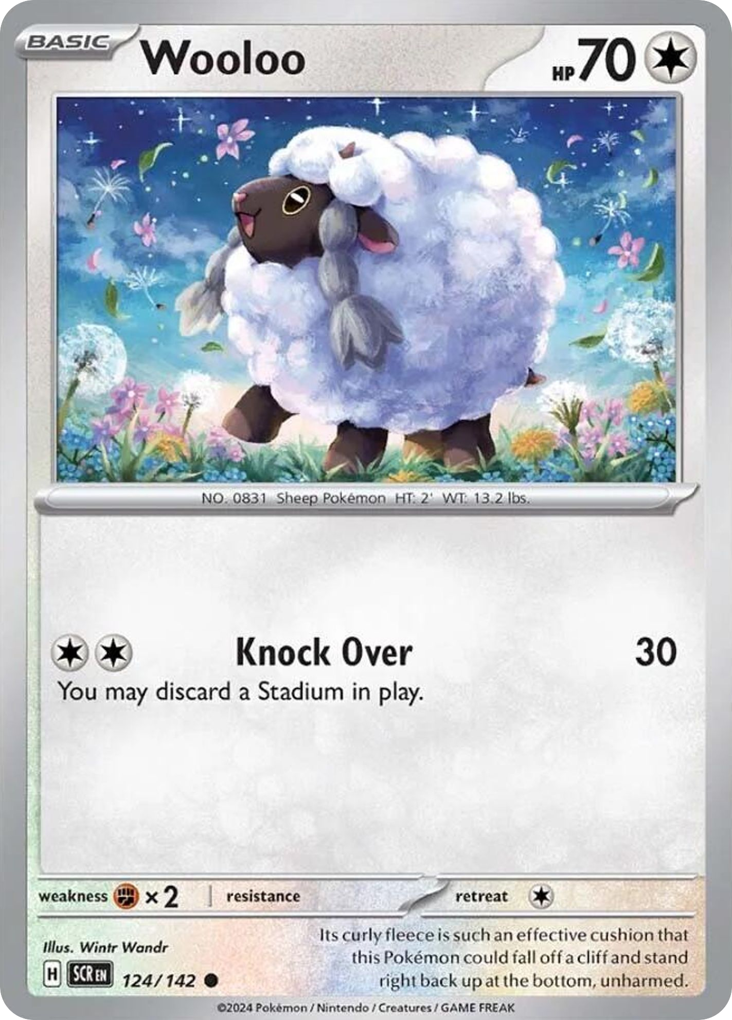 Pokemon Singles - Stellar Crown - Wooloo 124/142 (Reverse Holo)