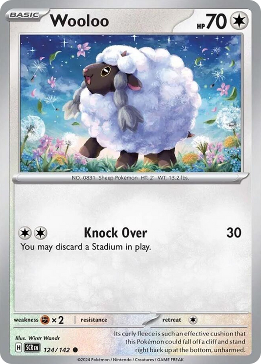 Pokemon Singles - Stellar Crown - Wooloo 124/142 (Reverse Holo)