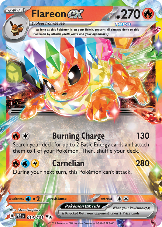 Pokemon Singles - Prismatic Evolutions - Flareon ex 014/131