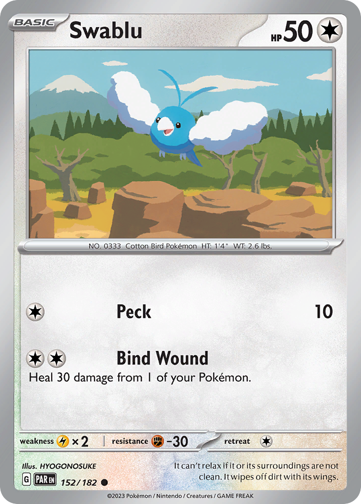 Pokemon Singles - Paradox Rift - Swablu 152/182 (Reverse Holo)