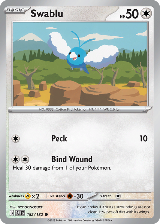 Pokemon Singles - Paradox Rift - Swablu 152/182 (Reverse Holo)