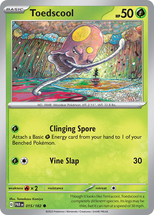 Pokemon Singles - Paradox Rift - Toedscool 15/182 (Reverse Holo)