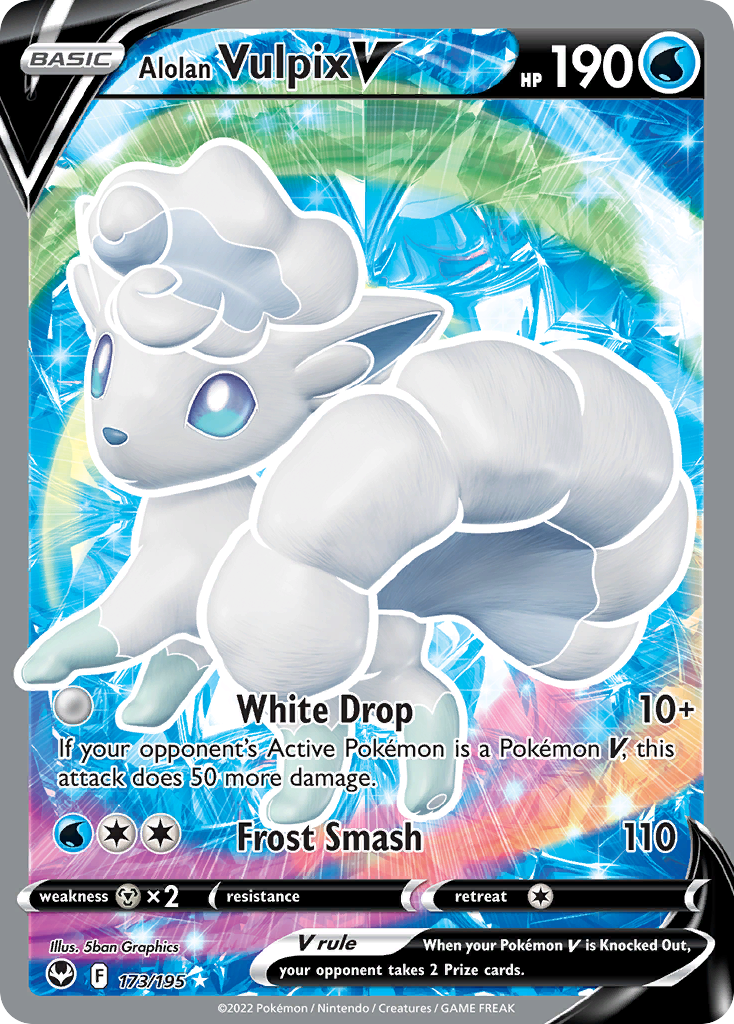 Pokemon Singles - Silver Tempest - Alolan Vulpix V 173/195