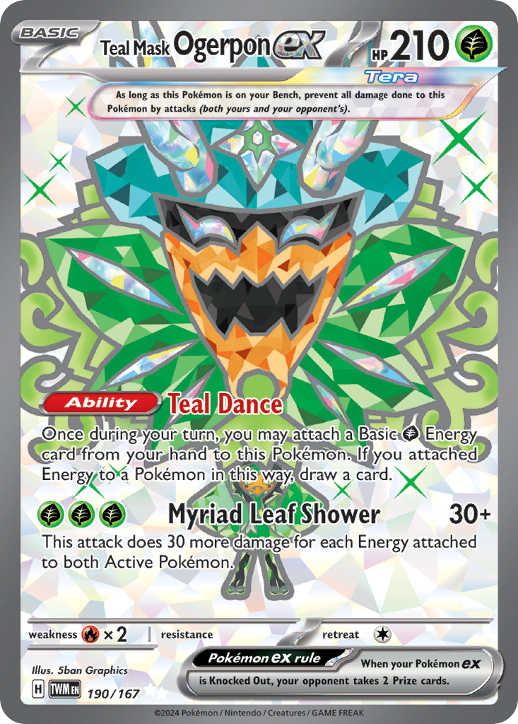 Pokemon Singles - Twilight Masquerade - Teal Mask Ogerpon ex 190/167