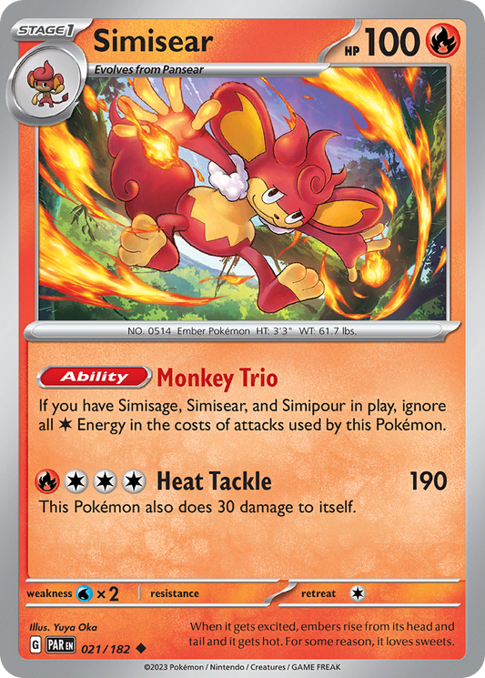 Pokemon Singles - Paradox Rift - Simisear 21/182 (Reverse Holo)