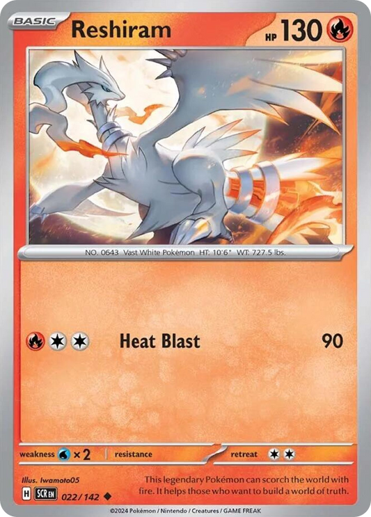 Pokemon Singles - Stellar Crown - Reshiram 22/142 (Reverse Holo)