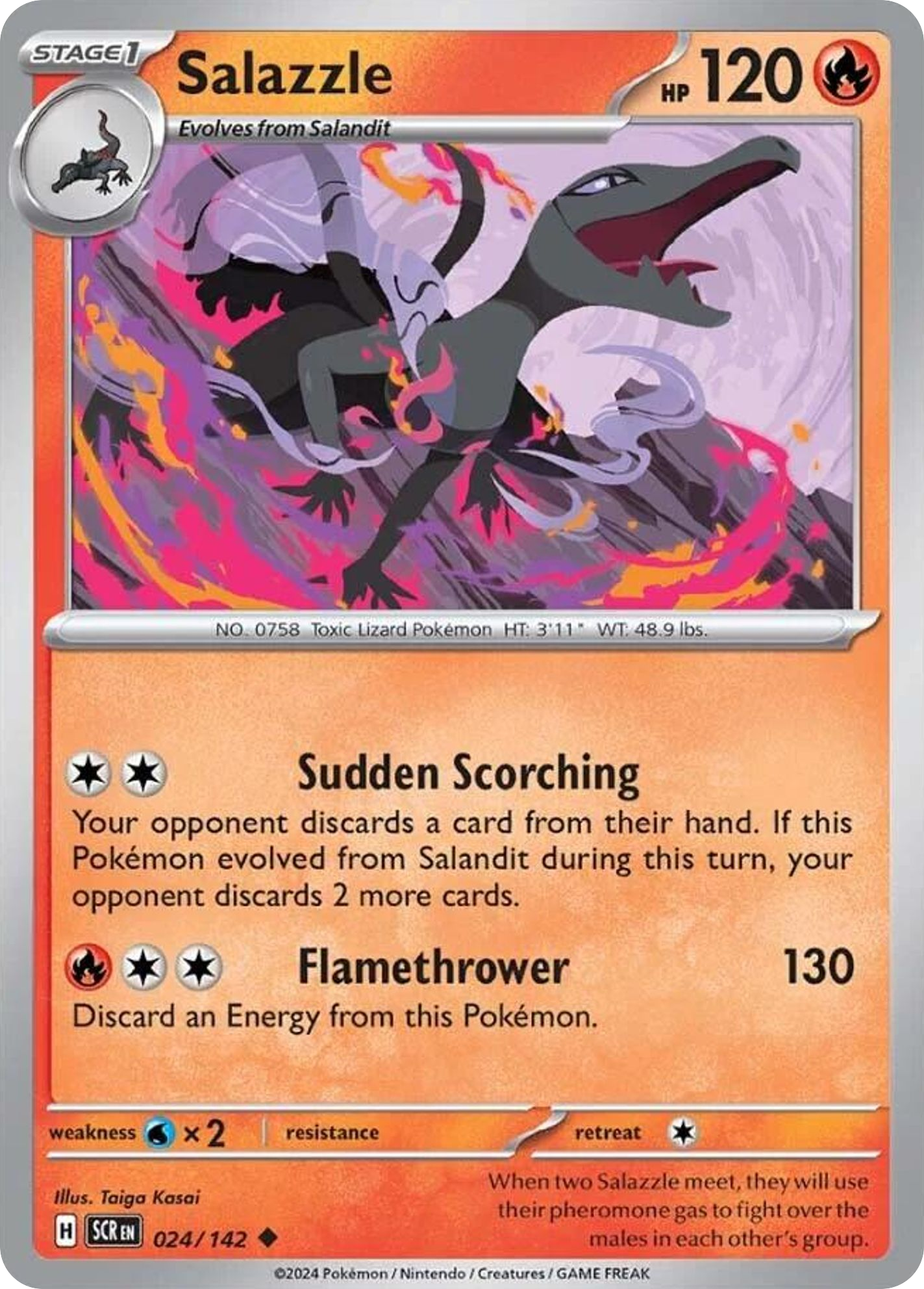 Pokemon Singles - Stellar Crown - Salazzle 24/142 (Reverse Holo)