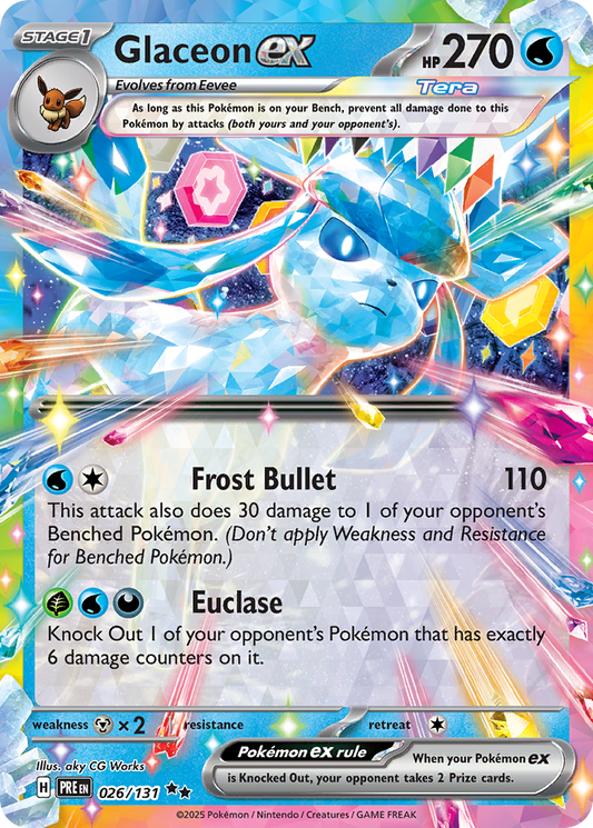 Pokemon Singles - Prismatic Evolutions - Glaceon ex 026/131