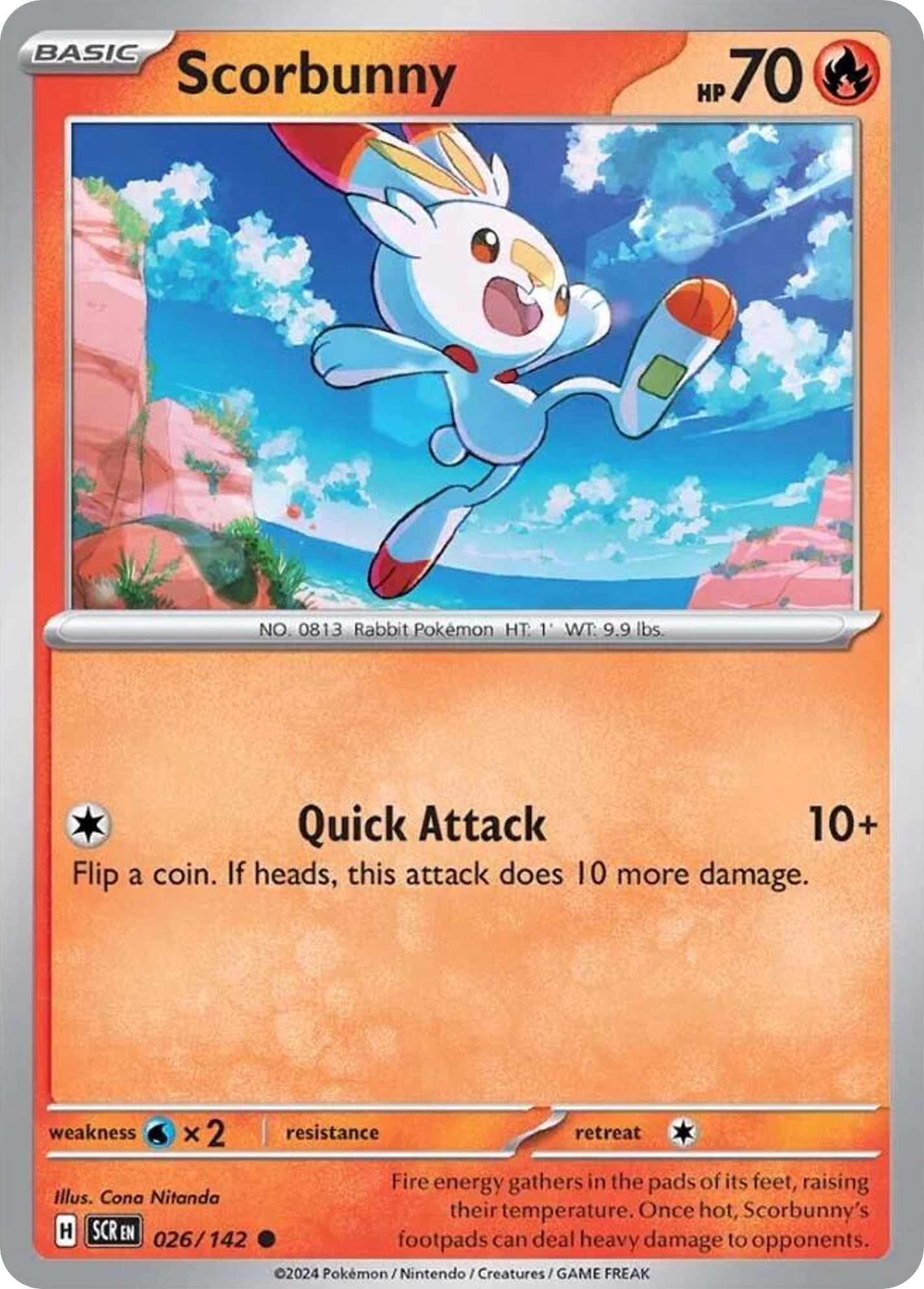 Pokemon Singles - Stellar Crown - Scorbunny 26/142 (Reverse Holo)