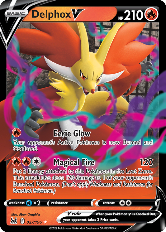 Pokemon Singles - Lost Origin - Delphox V 27/196