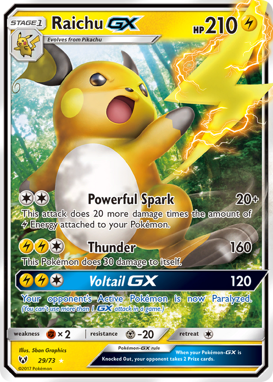 Pokemon Singles - Shining Legends - Raichu-GX 29/73