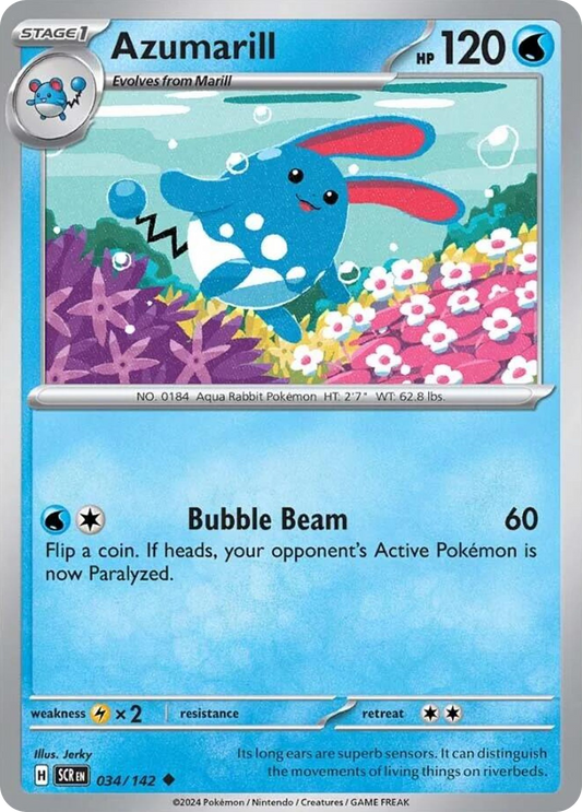 Pokemon Singles - Stellar Crown - Azumarill 34/142 (Reverse Holo)