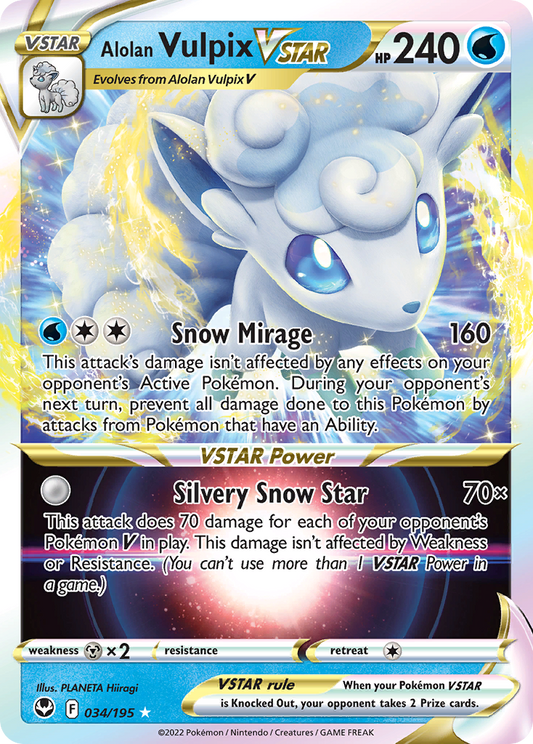 Pokemon Singles - Silver Tempest - Alolan Vulpix VSTAR 34/195