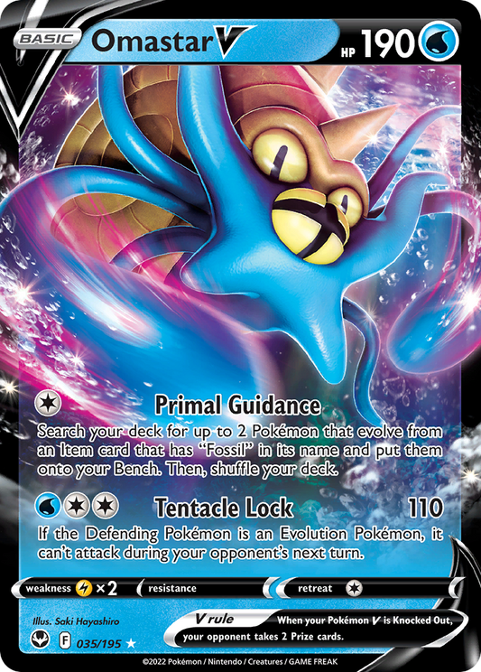 Pokemon Singles - Silver Tempest - Omastar V 35/195