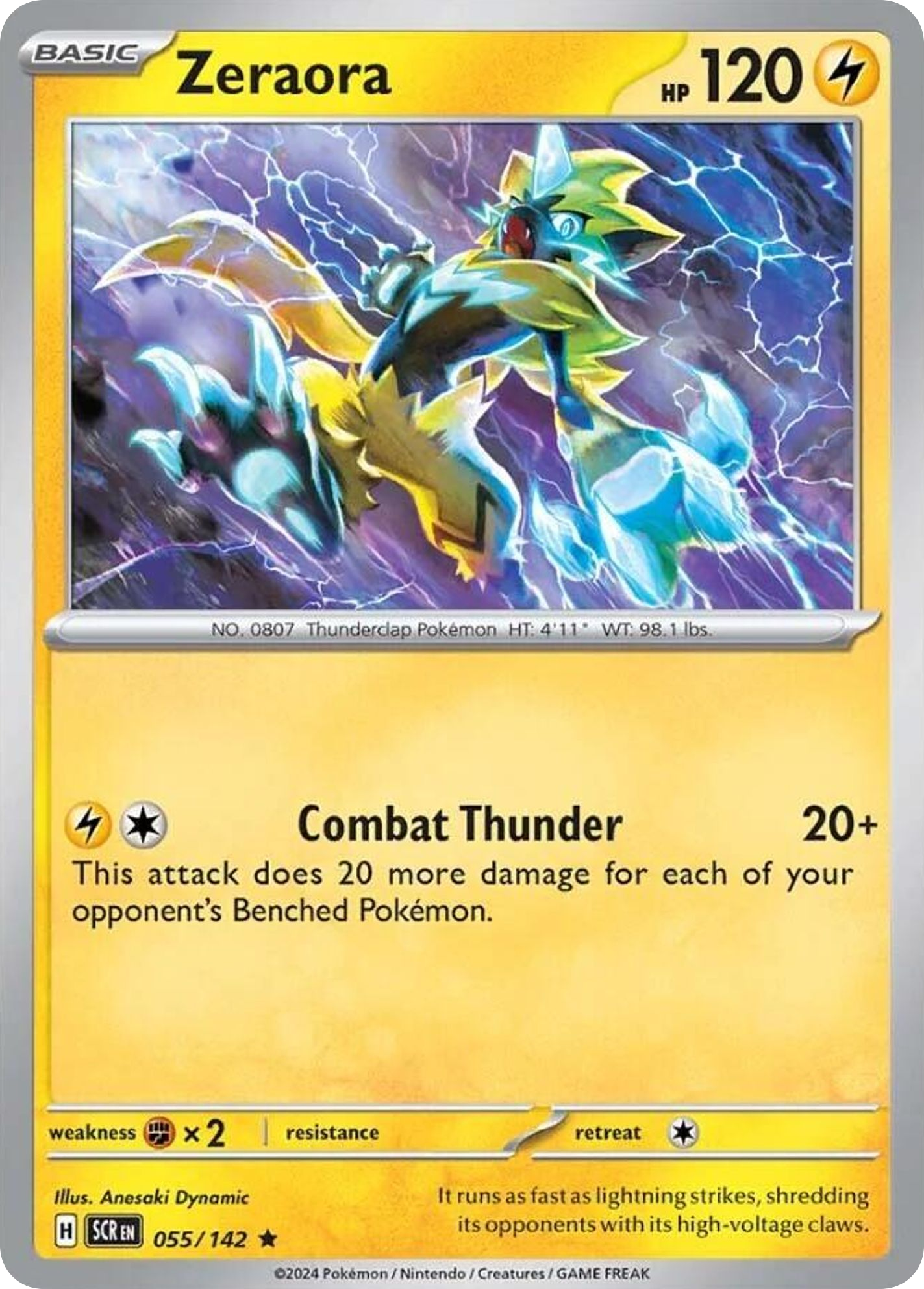 Pokemon Singles - Stellar Crown - Zeraora 55/142 (Reverse Holo)