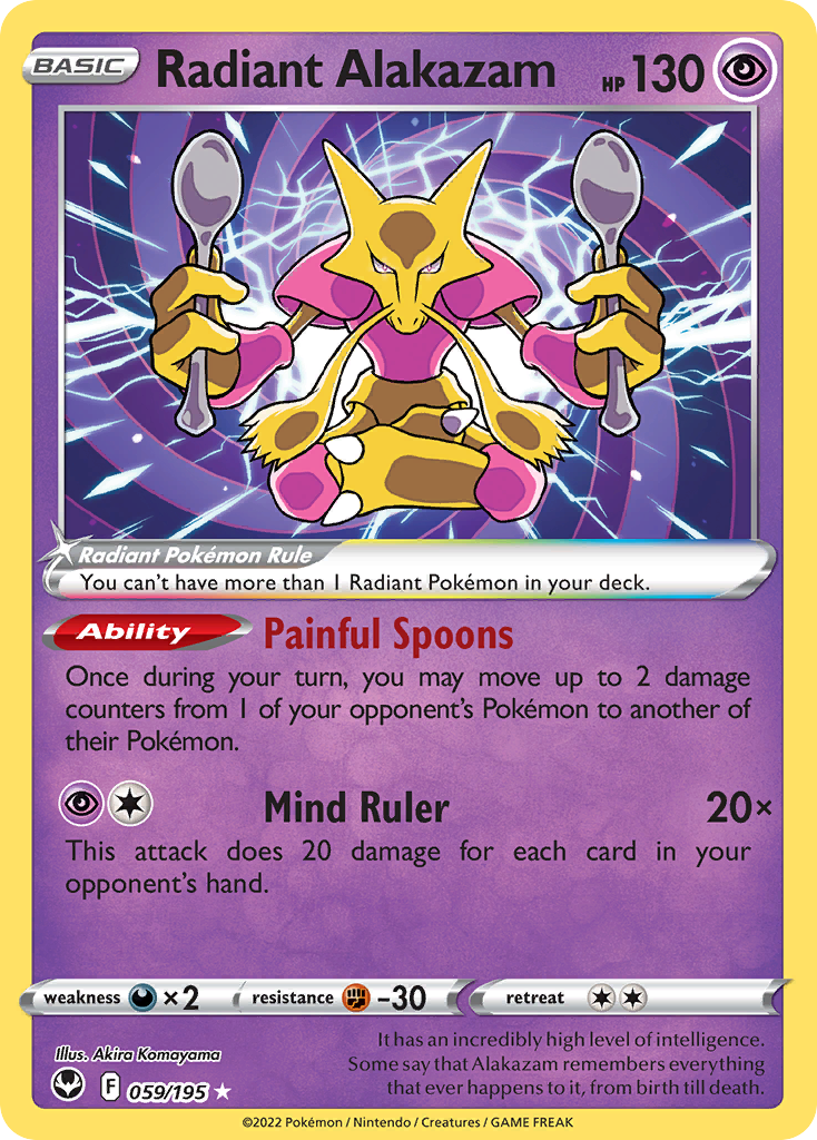 Pokemon Singles - Silver Tempest - Radiant Alakazam 59/195