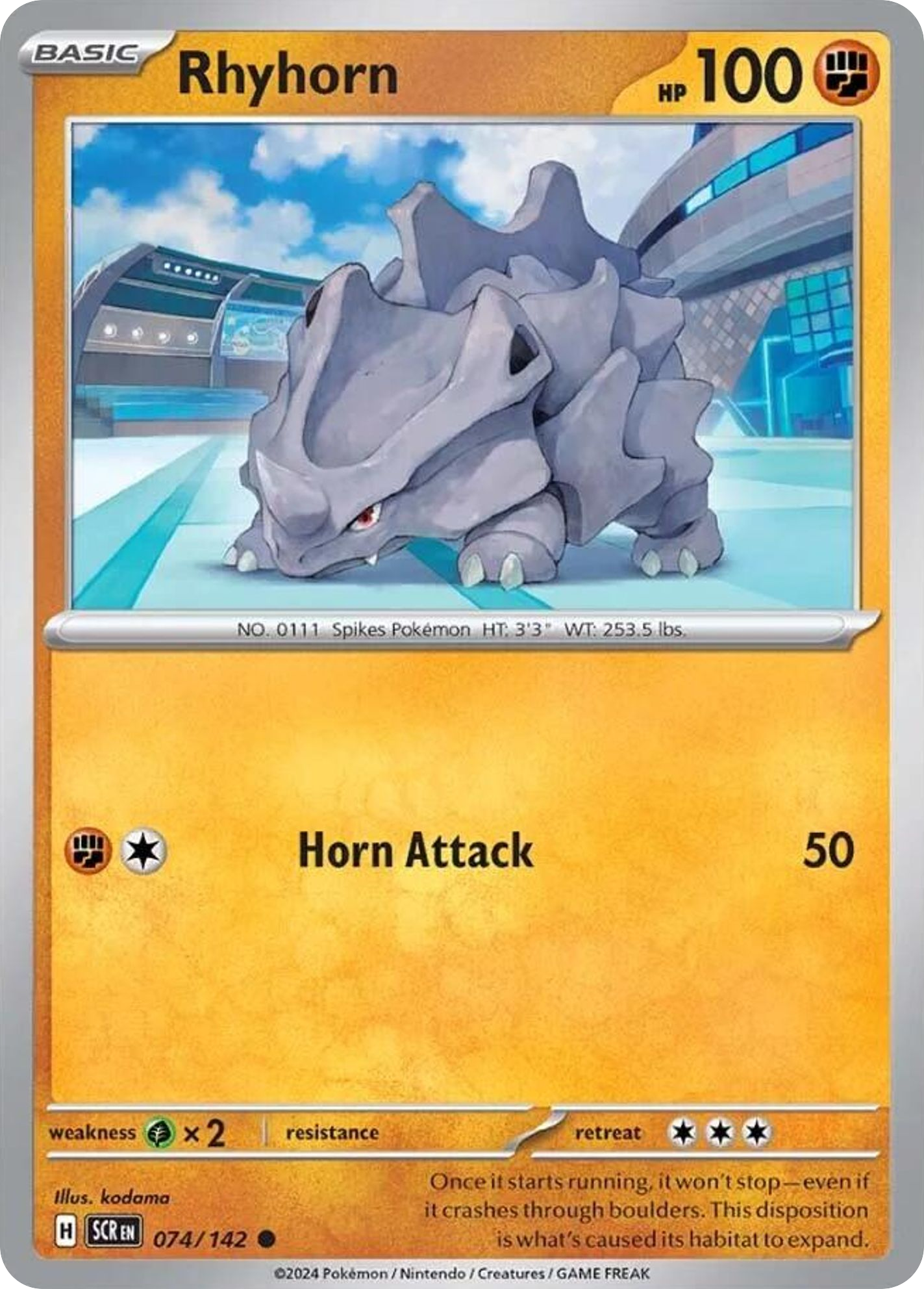 Pokemon Singles - Stellar Crown - Rhyhorn 74/142 (Reverse Holo)