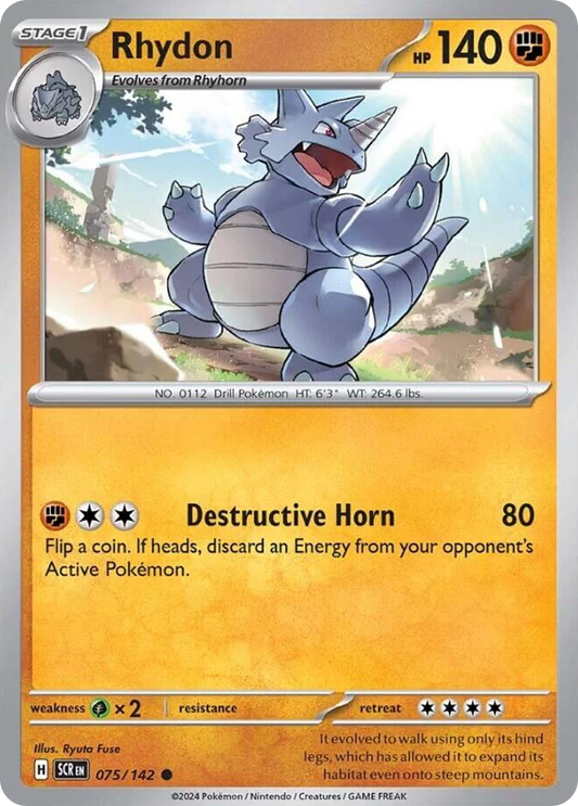 Pokemon Singles - Stellar Crown - Rhydon 75/142 (Reverse Holo)