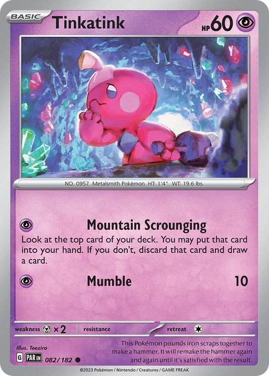 Pokemon Singles - Paradox Rift - Tinkatink 82/182 (Reverse Holo)