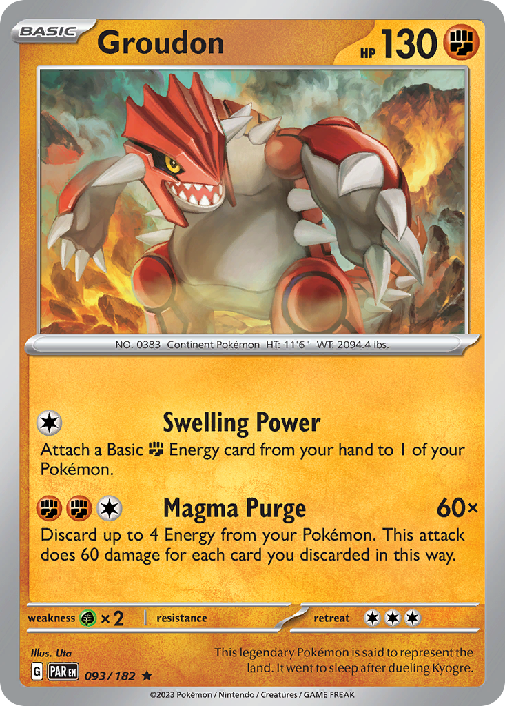 Pokemon Singles - Paradox Rift - Groudon 93/182 (Reverse Holo)