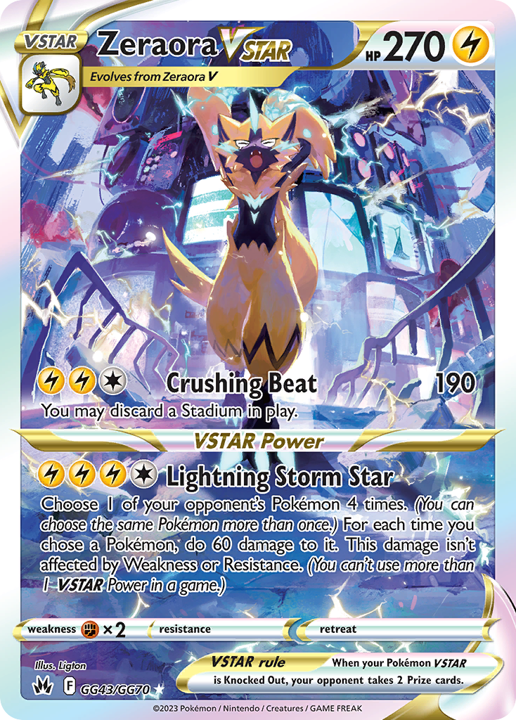 Pokemon Singles - Crown Zenith Galarian Gallery - Zeraora VSTAR GG43/70