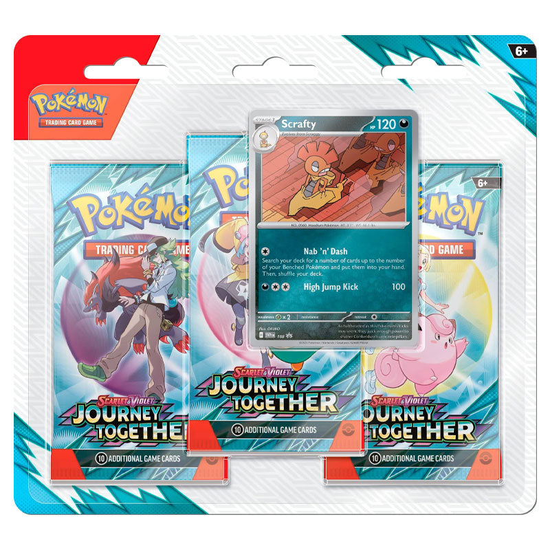 PRE-ORDER: Pokemon - Scarlet & Violet 9 - Journey Together - 3 Pack Blister - Scrafty