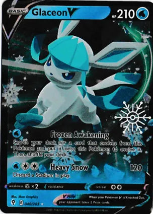 Pokemon Singles - Evolving Skies - Glaceon V 040/203 - Snowflake Stamp