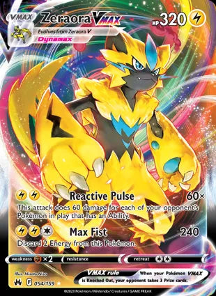 Pokemon Singles - Crown Zenith - Zeraora VMAX 054/159