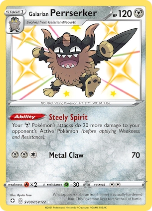 Pokemon Singles - Shiny Vault - Galarian Perrserker SV087/SV122