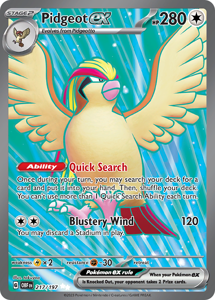 Pokemon Singles - Obsidian Flames - Pidgeot ex 217/197