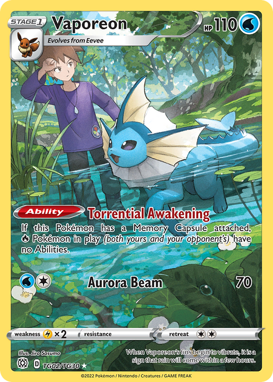 Pokemon Singles - Brilliant Stars Trainer Gallery - Vaporeon TG02/TG30